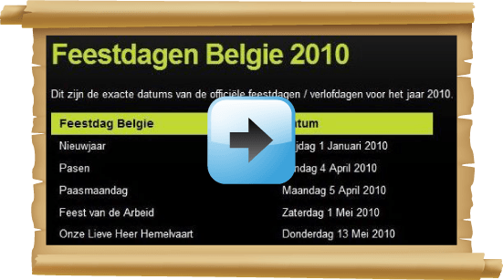 Feestdagen 2010 Belgie datum kalender Google agenda