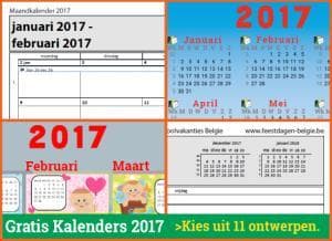 kalenders 2017 gratis downloaden met Belgische feestdagen en schoolvakanties via www.feestdagen-belgie.be