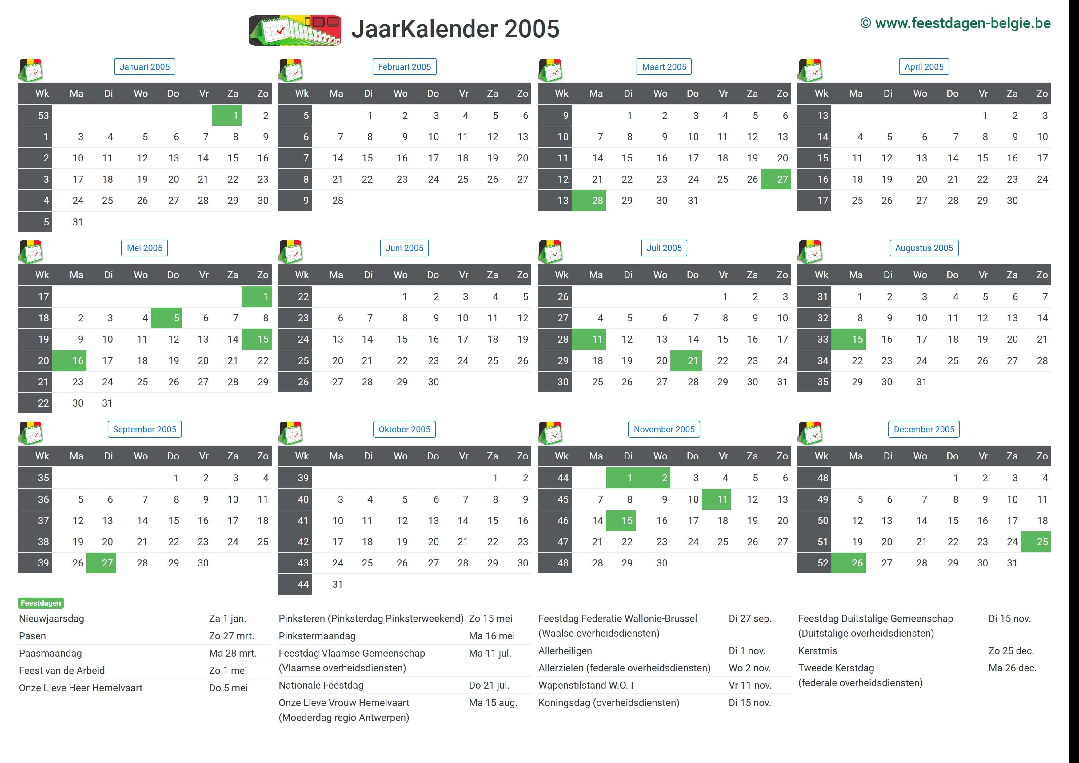 2005 kalender Year 2005