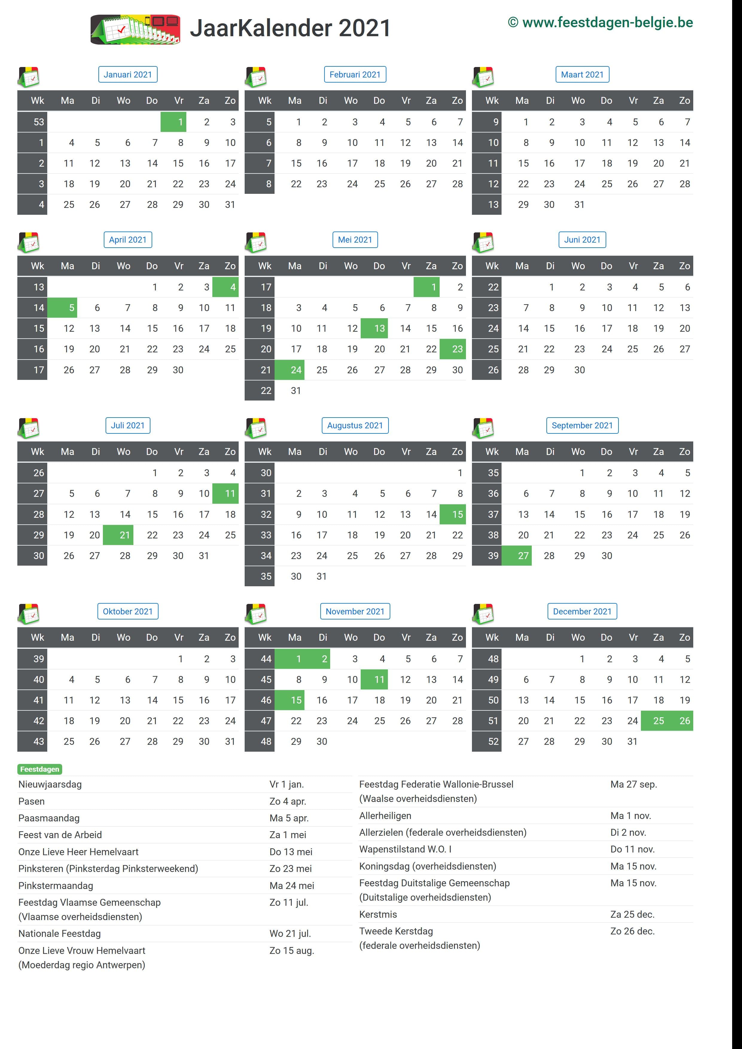 Featured image of post Kalender België Jaarkalender 2021 Excel - Vi har lavet en gratis kalender i excel.