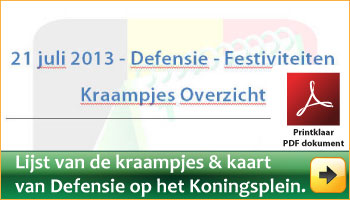 Lijst van alle standen van het Ministerie van Defensie aan het Koningsplein en Regentschapstraat Brussel. via www.feestdagen-belgie.be