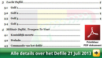 Programma van het lucht defilé, militair defilé en defilé van de burgerdiensten aan het Paleizenplein Brussel via www.feestdagen-belgie.be
