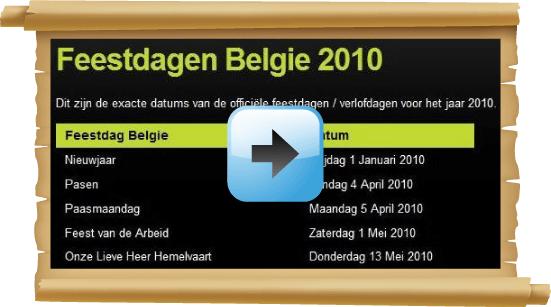 Feestdagen 2010 Belgie Google agenda