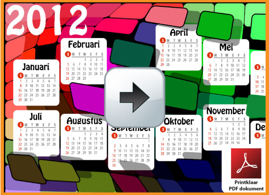Gratis jaarkalender 2012 incl de Belgie feestdagen en schoolvakanties. Intense Kleuren. via www.feestdagen-belgie.be