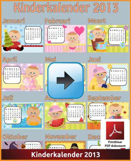 Gratis jaarkalender 2013 kinderkalender met de Belgie feestdagen en schoolvakanties (download kalender 2013) via www.feestdagen-belgie.be