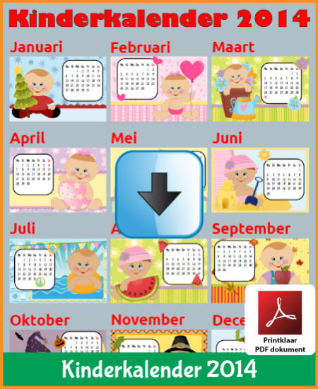 Gratis jaarkalender 2014 kinderkalender met de Belgie feestdagen en schoolvakanties (download kalender 2014) via www.feestdagen-belgie.be