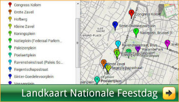 Google Landkaart met alle locaties en adressen van de Nationale Feestdag Brussel via www.feestdagen-belgie.be