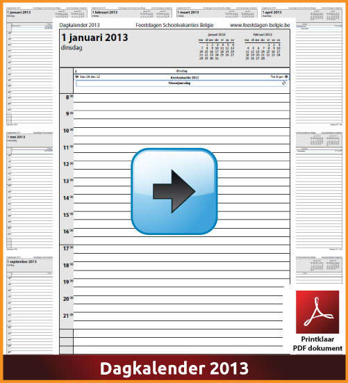 Gratis dagkalender 2013 met de Belgie feestdagen en schoolvakanties. (download kalender 2013) via www.feestdagen-belgie.be