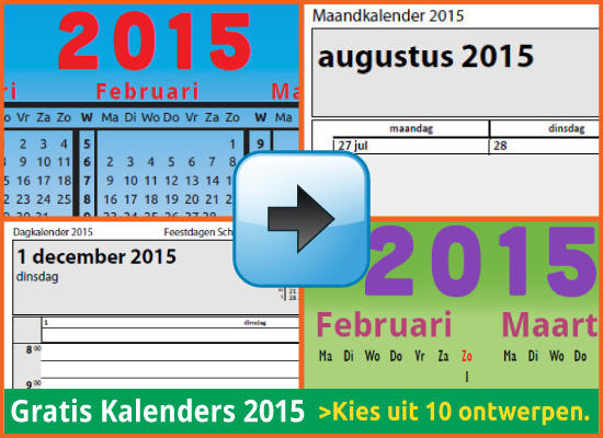 Kalenders Jaarkalenders 2015 Gratis Downloaden en Printen via www.feestdagen-belgie.be