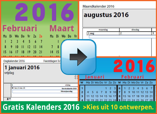 Kalenders 2016 Gratis Downloaden en Printen via www.feestdagen-belgie.be