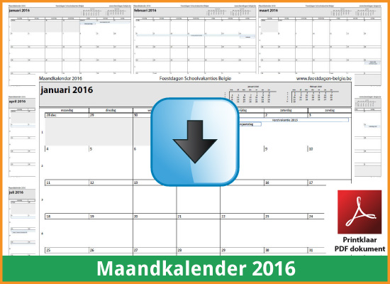 instant breedte Nadenkend Kalenders 2016 Gratis Downloaden en Printen ? | Feestdagen Belgie 2023 2024  Schoolvakanties