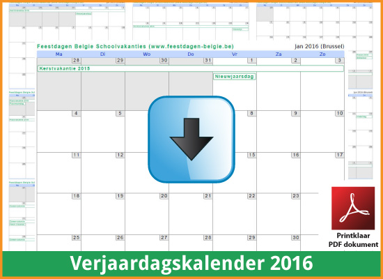instant breedte Nadenkend Kalenders 2016 Gratis Downloaden en Printen ? | Feestdagen Belgie 2023 2024  Schoolvakanties