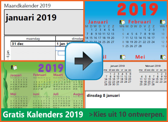 Kalenders Jaarkalenders 2019 Gratis Downloaden en Printen via www.feestdagen-belgie.be