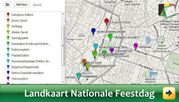  Google Landkaart met alle locaties en adressen van Nationale Feestdag Brussel via www.feestdagen-belgie.be