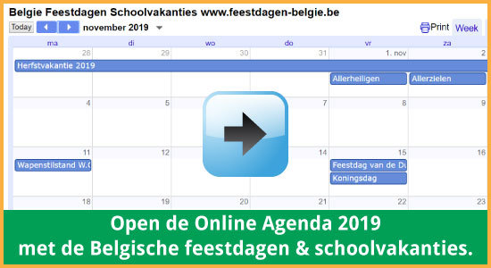 Google Agenda 2019 Feestdagen Schoolvakanties Belgie datums kalender via www.feestdagen-belgie.be