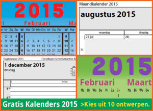 kalenders 2015 gratis downloaden met Belgische feestdagen en schoolvakanties via www.feestdagen-belgie.be